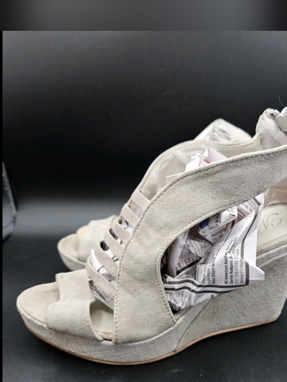Vera Gomma Maria Italy Gray Open Toe Wedge Sandals Womens Size 39 US 8-8.5